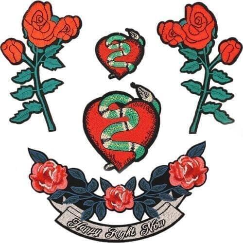 Rose Flower Embroidery Patches Sticker for Clothes Applique Embroidery Flower Patches for Clothes