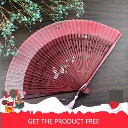 Hand painted folding fan * wedding folding fan * high grade silk female fan * Chinese style gift fan * carving craft fan