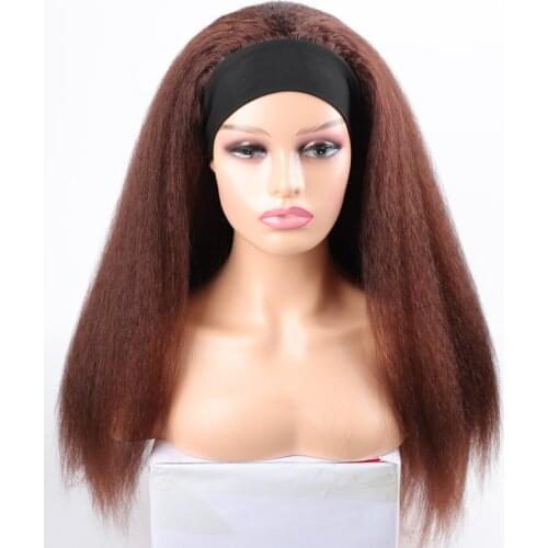 Synthetic Long Kinky Straight Headband Wig For Black Women Afro Synthetic Hair Cosplay Wigs Headband Wig Blonde Black Red Purple