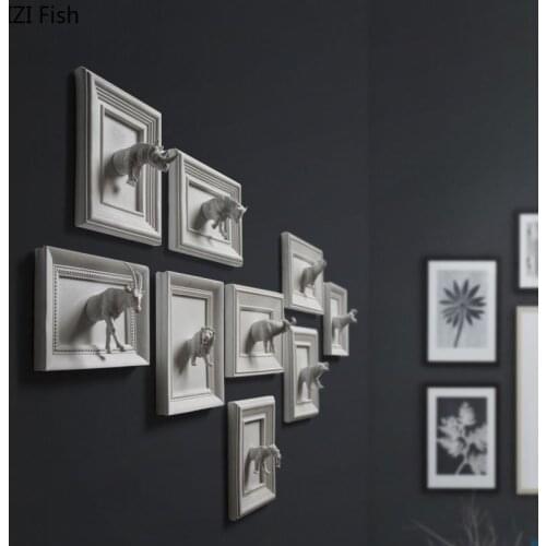 Nordic Wall Hanging Simulation Animal Resin Wall Decor Pendant Living Room Home Sofa Background Home Decoration Accessories