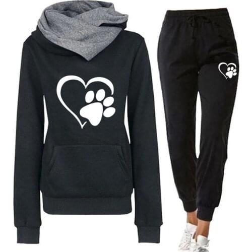 Autumn Winter Tracksuit Women 2 Piece Set Pullovers Print Hoodies+Pants Suit Female Sportwear Casual Full Length Trousers Outfit