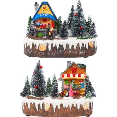 Luminous Music Rotating Snow Scene Cabin Christmas Luminous Cabin Christmas Glowing House With Music And Lights Christmas Gift