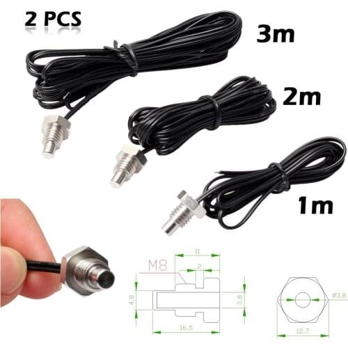 1/2/3m 2pcs NTC 10K Thermistor Temperature Sensor Thread Probe Cable Waterproof for TEMP Controllerfor