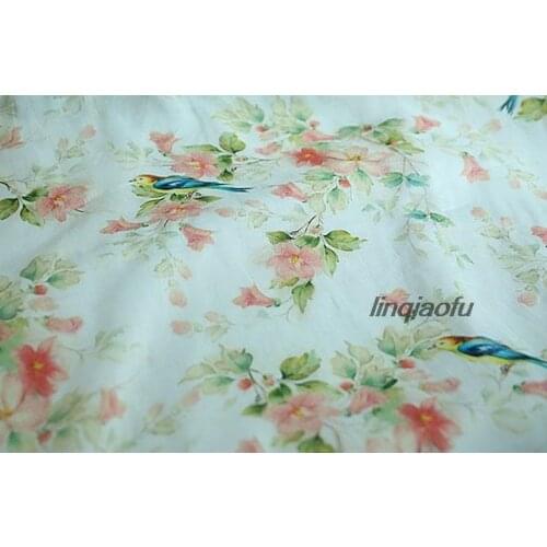 High-grade clothing linen fabric Robe dress fashion print ramie fabric