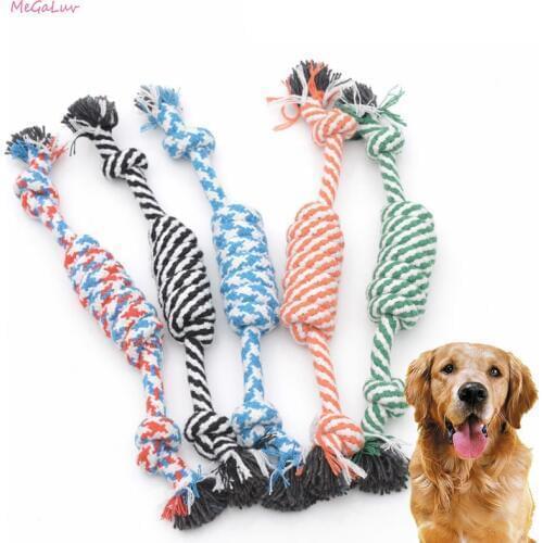 Funny Interactive Dogs Chew Button Cotton Bone Rope Pet Toys Accessories Pastel Knot Cotton Rope Chew Tug Toy For Small Dog