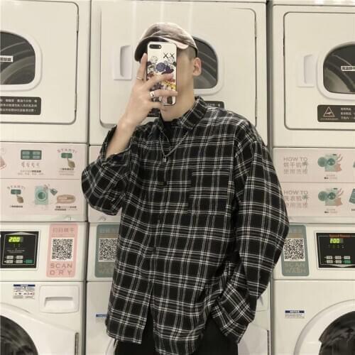 BXyichen original spring and summer 2020 new Korean trend ins retro plaid long sleeve shirt loose casual shirt jacket