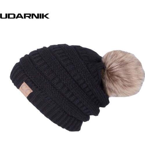Women Casual Knitted Add Velvet Hat Solid Keep Outdoor Warm Winter Cap Bulb Ladies Beanies 809-031