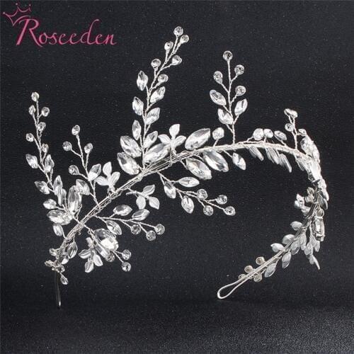 Bridesmaids Bride Tiara Crown Handmade Silver color Leaf Wedding Headband Women Wedding Hair jewelry headpiece RE775