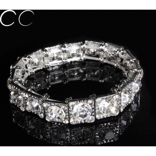 Shine cubic zirconia & crystal bracelet bangles for women wedding party fashion jewelry for brides gift bijoux femme E016