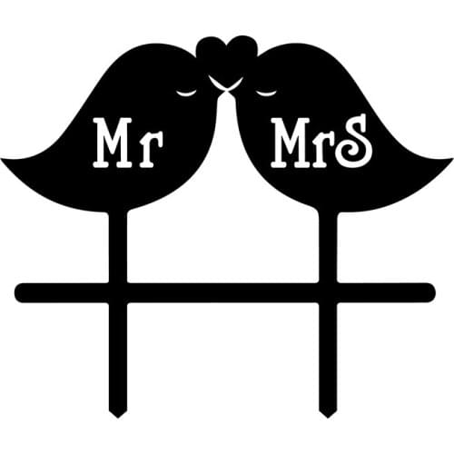 1PCS Love Bird Acrylic Wedding Cake Topper Laser Cut Cupcake Stand Party Decoration