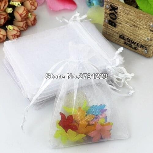 100pcs white color Jewelry Gift Bag 13x18cm Jewelry Packaging Organza bags Favor Wedding Party Christmas Gift Packaging Bags