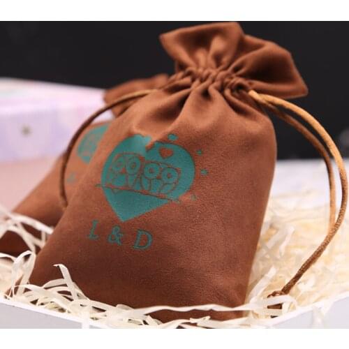 100Pcs Flannel Jewellry Gift Bags Personalized Logo Jewelry Packaging Chic Drawstring Pouches for Wedding Party Decoration