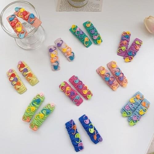 Hyuna with The Same Candy Color Hair Clips Fabric Korean Simple Retro Hair Clips Accessories for Women