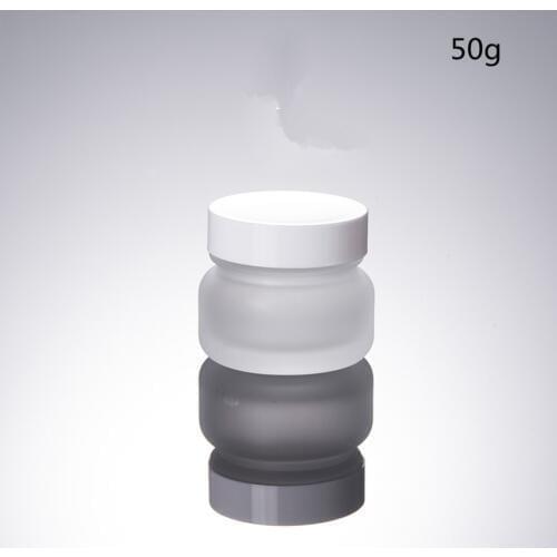20Pcs Simple Frosted Glass Cream Jar White Cap Glass Cream Bottle Jar Matte Glass Cosmetic Container Bottle Jar for Cream 50g
