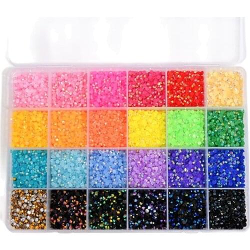 2021 SS12 3mm 24 Kinds Round Crystal Stones Jelly Zircon AB Strass Flatback RhinestoneJelly AB Jelly Rhinestones 1000 per bag