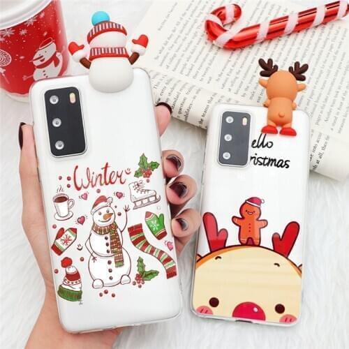 3D Christmas Deer Case For Huawei P40 Lite E P30 P20 Pro Mate 10 20 Lite Y6P Y8P Y6 Y7 Y9 Prime P Smart 2019 2020 TPU Clear Case