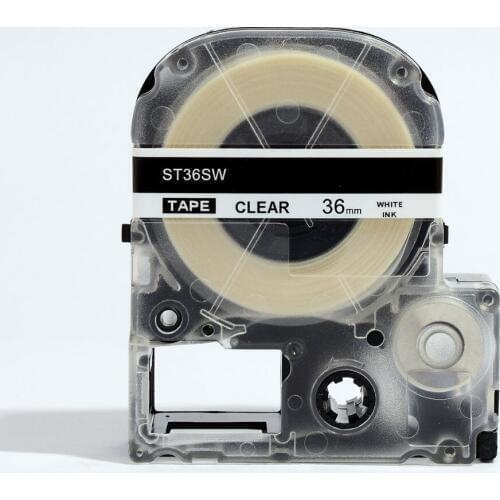3PK/lot Free shipping White on clear ST36SW 36mm label tape KINGJIM LC tape cartridge for Tepra Labelworks label printer