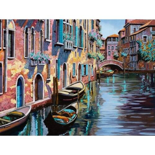 5D DIY Cross Stitch Mosaic Full round Diamond Painting Venice Gift Diamond Embroidery Landscape Needlework Decor Home