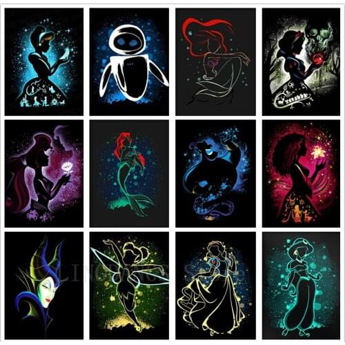 5D DIY Full Drill Diamond Painting Disney Flower Fairy Dream Moon Boat Diamond Embroidery Mosaic Cross Stitch Home Decor Gift