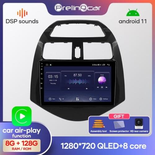 Prelingcar Android 10.0 NO DVD 2 Din Car Radio Multimedia Video Player Navigation GPS For Chevrolet Spark M300 2010 11 12 13 14