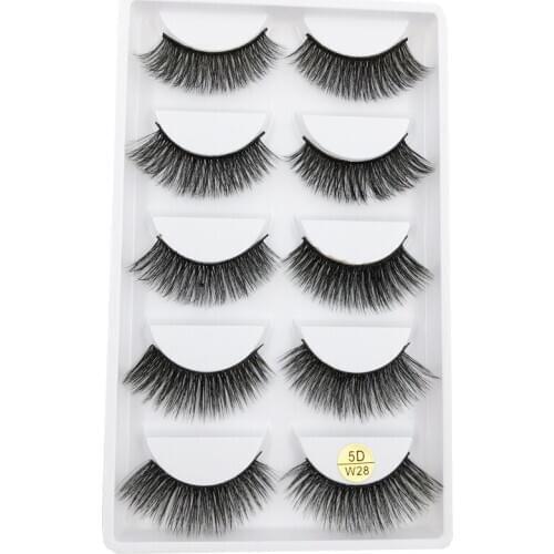 Flash Girl 5D-W28 hot sale 5 pairs 5D mink natural handmade eyelashes