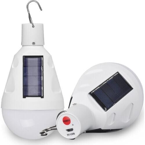 LED solar bulb supports DC 5V USB charging, with hook, convenient and simple LED outdoor fishing camping emergency light