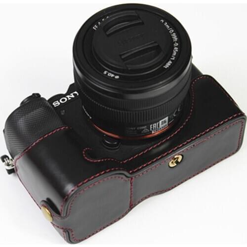 Camera Bag PU Leather Half Body Set Cover For Sony A7C Alpha 7C ILCE-7C Bottom Case With Battery Opening