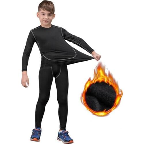 Winter Thermal Underwear Set Children Plus Velvet Warm Thermo Underwear Masculino Long Johns Boys Girls Lucky Johns Fitness