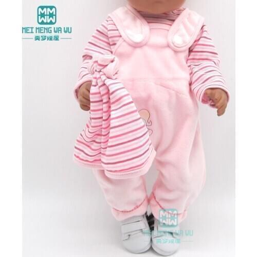 Doll clothes for 43cm baby new born doll fashion strap three-piece girl dress gift for children