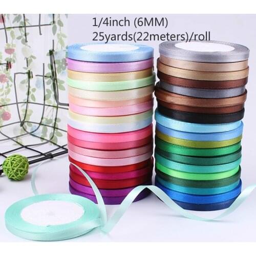 6mm 25Yard Silk Satin Ribbon for Wedding Party Decoration Invitation Card Gift Wrapping Scrapbooking Supplies Riband Sew Craft