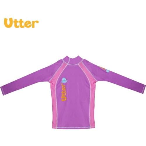 UTTER Baby Kids Cartoon Summer Long Sleeve Tops Shirt Swimwear Sun Protection Rash Guard for Children Beach Swimming Clothes
