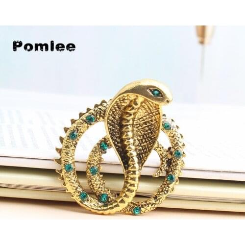 Pomlee Green Rhinestone Cobra Brooch Women And Men Unisex 2 Colors Snake Brooches Animal Pin Winter Design Jewelry Good Gift