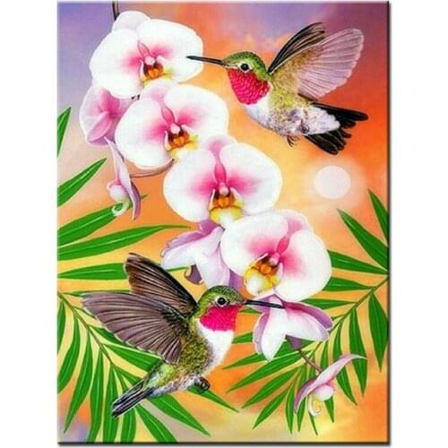 Needlework 5D Diy Diamond Painting Flower hummingbird Diamond Embroidery Rhinestone Mosaic Picture by numbers hobby giftsZP-2552