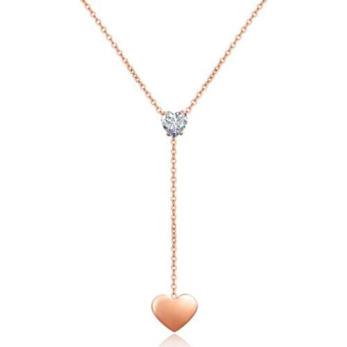 Stainless Steel Minimalism Heart Zircon Stone Pendant Necklace Women Delicate Fashion Jewelry Gift For Him