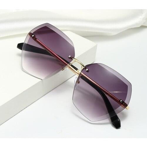 New 7Color Rimless Womens Sunglasses Fashion Gradient Lenses Sun Glasses Lady Vintage Alloy Legs Classic Designer Shades