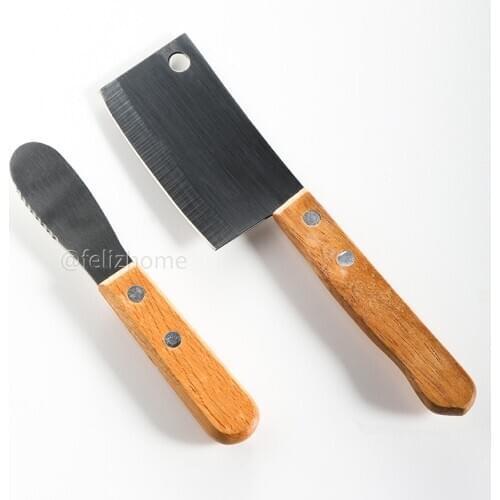 Beech wood handle butter knife toast bread jam spatula avocado spatula serrated cheese knife