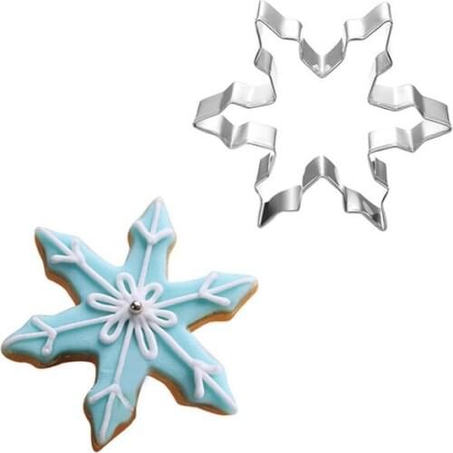 Snowflake Cookie Cutter Stainless Steel Biscuit Knife Baking Fruit Cut Kitchen Tools Embossing Printing