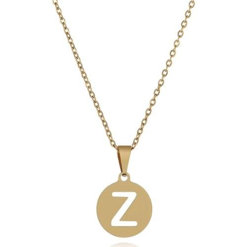 Simple Hollow Round Letter Necklace Personalize A-Z Alphabet Necklaces Pendant Charm Necklace Stainless Steel Women Jewerly Gift