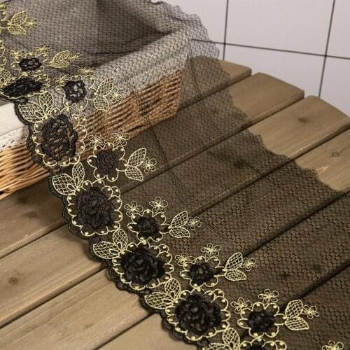Factory Direct Sales Idyllic Style Black Gold Lace Clothing Accessories Diy Childrens Clothing Wedding Underwear 23cm Wide