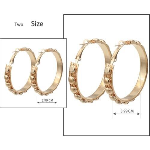 3cm 4cm alloy nickel free golden metal punk big Hoop earrings for women party club wear jewelry accessories gifts fce073