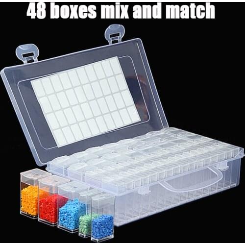 New 12/28/32/40/48 Slot Jewelry Box Diamond Painting Rhinestone Storage Box Diamond Embroidery Tools Accessories Craft Storage