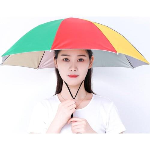 Fishing Umbrella Hat 27.2in Folding Waterproof UV-Resistant Handfree Fishing Hat Perfect For Fishing Concert Camping Hiking