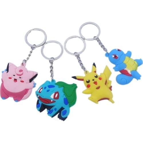 Takara Tomy Pikachu Jeni Turtle Fire Dragon Pokemon Keychain Toy PVC Soft Silicone Pendant Toy Character Anime Cartoon Gift