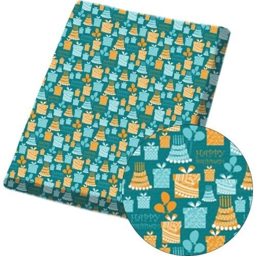 IBOWS Polyester Cotton Fabric Birthday Theme Donuts Printed Cloth Fabric Patches Dress Home Textile Handmade DIY 45*150cm/pc