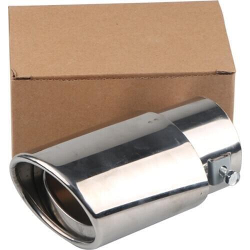 Universal 63mm Inner Car Exhaust Tips SUV Auto Stainless Steel Muffler Oval Silver Exhaust Pipe 2 Bolt Exhaust Tip 85mm Outer