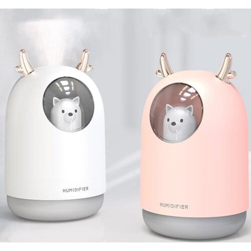 Cute Pet Ultrasonic Electric Air Humidifier USB 300ML Aroma Essential Oil Diffuser Cool Mist Maker Fogger LED Lamp Humidificador