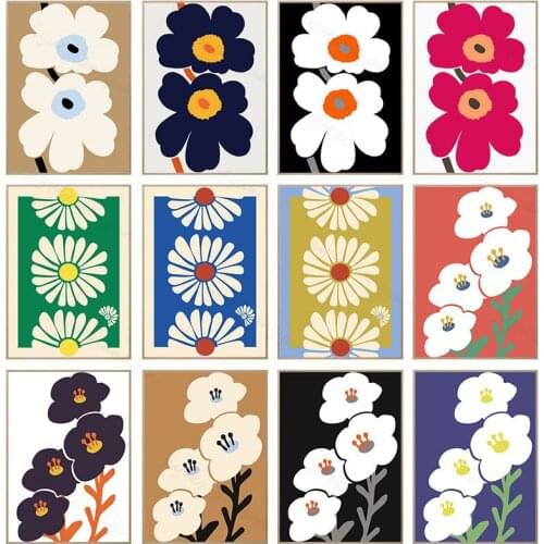 Japanese Abstract Minimalist Floral Poster Colorful Flower Canvas Painting Wall Art Picture Home Decor Girl Bedroom Decoration