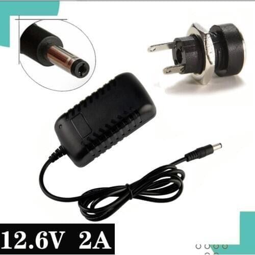 12.6V 2A charger DC 5.5x2.1mm for rechargeable lithium battery LED indicator power adapter EU/US plug