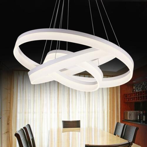 Hot sale LED Pendant Lamp D20*40*60cm Ring Light Modern LED Pendant Lights Hanging Lamp Lustre Light Ready Stock 90W black color
