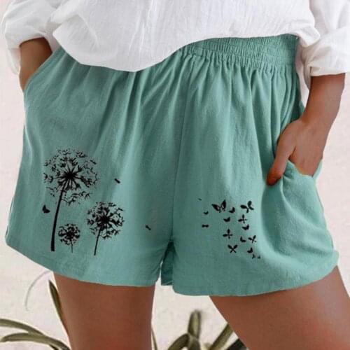Women Shorts Summer Casual Dandelion Butterfly Print shorts high waist loose shorts for girls Soft Cool female shorts S-3XL
